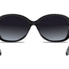 Schwarze klassische Oversize UV400 Sonnenbrille mit dünnen Metallgliedern