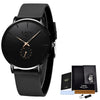 A black LIGE mens quartz sport watch with a stainless steel case and black strap.
