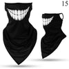 Gafete y balaclava negra multifunción con diseño de patrón de dientes visible.