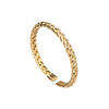 A gold-toned luxury Roman number stainless steel bracelet with a textured braided design.