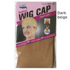 A package of Dark beige Deluxe Wig Cap featuring a realistic face and a piece of hair net.