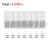 A set of clear plastic findings with various sizes and quantities for jewelry making