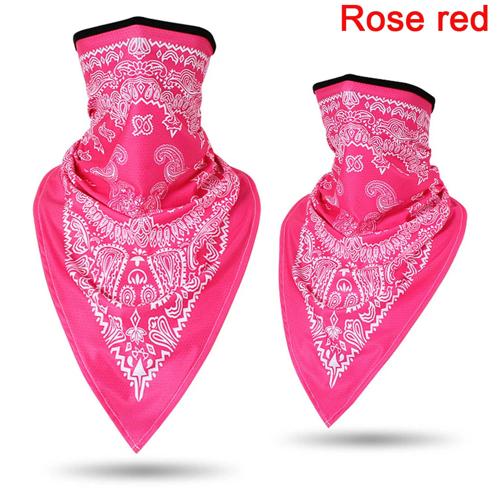 Gafete y balaclava de rosa y rojo con patrón paisley blanco multiuso para la cara