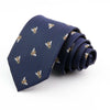 Corbata de seda jacquard azul marino para hombre con patrón repetitivo de abejas doradas y blancas