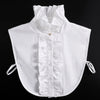 White blouse with a ruffled false collar and detachable neckline