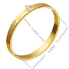 A gold-toned stainless steel ring featuring Roman numerals and marked dimensions.