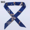 Navy blue silk headband scarf with multi-color leopard print detailing