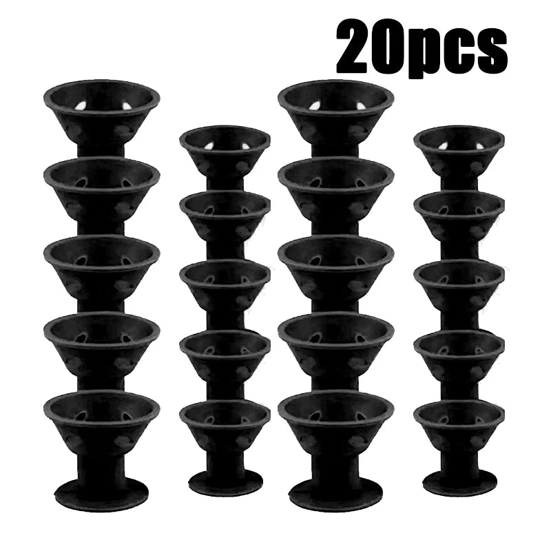 A set of twenty black heatless magic hair curlers, arranged in a grid.