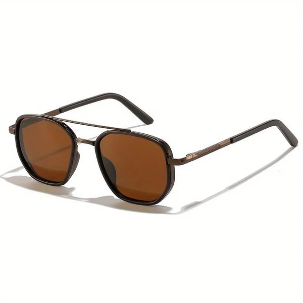Brown tinted vintage polarized square sunglasses with dark frames