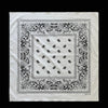 Black and white paisley patterned cotton bandana scarf with a square central design