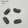 A set of black 2.8cm U-shape precision hair extension clips.