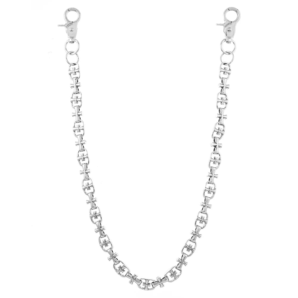 Silver double-layer waist chain accessory with a lobster clasp and decorative links