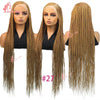 A display of a 36-inch braided cornrow wig in a golden brown color shown from the front.