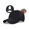 Black breathable mesh criss-cross baseball cap shown from the side.