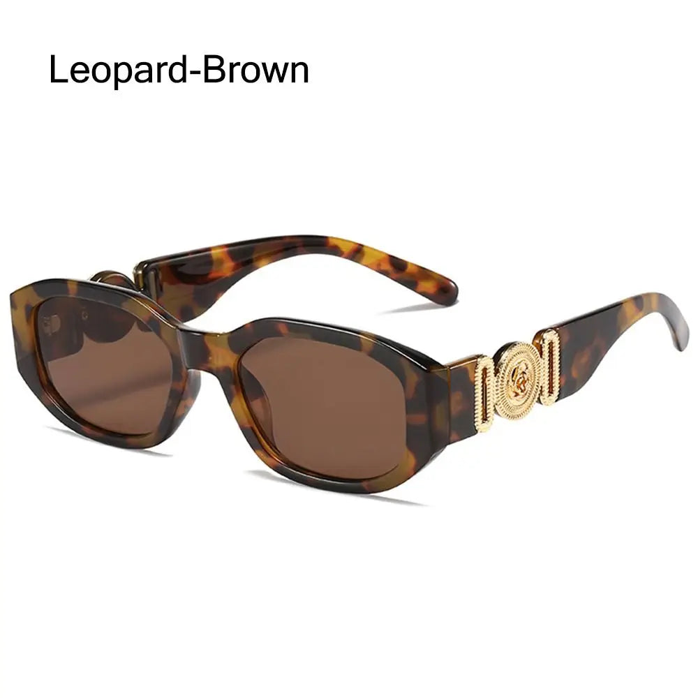 Leopard-brown sunglasses with a gold metal detail frame