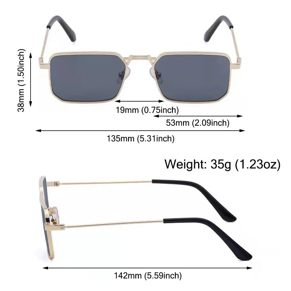 Retro vintage metal frame sunglasses with dark gray lenses and gold-toned arms