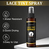 A bottle of Lace Tint Spray with a black pump dispenser is shown against a dark background.
