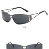 Gray gradient mirror sunglasses shown from the side and positive views.