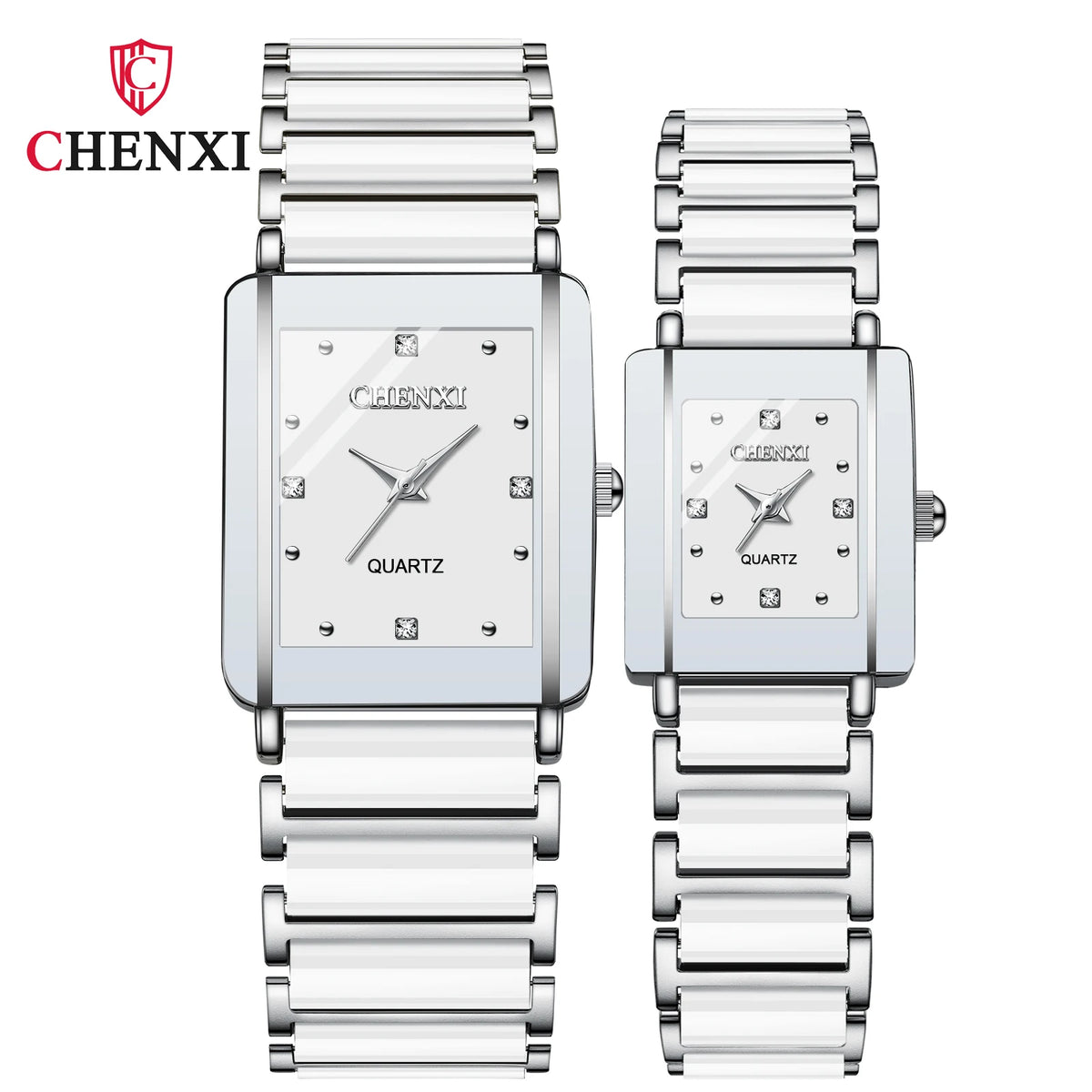 A silver-toned quartz wristwatch with a metal bracelet and a square face, shown against a white background.