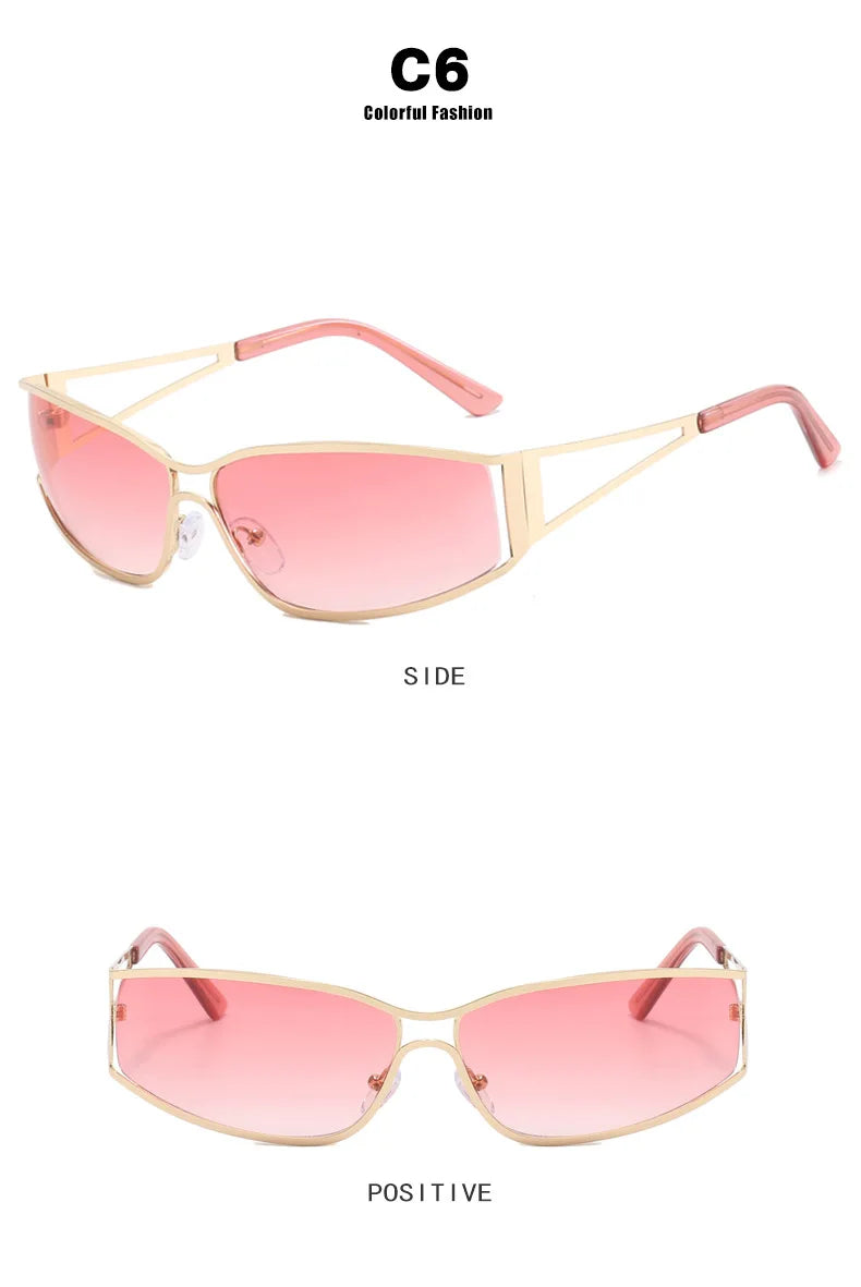 Pink gradient mirror sunglasses shown in side and positive views