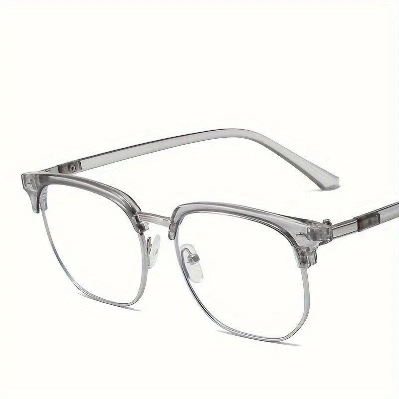 Clear plastic retro half gold frame anti blue light eyewear