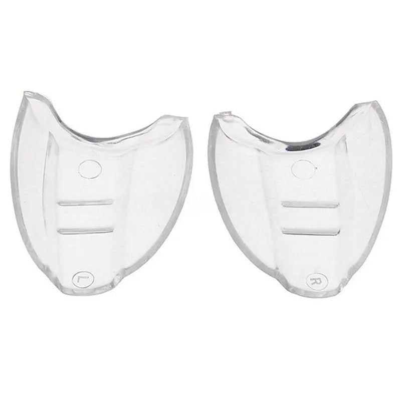 Pair of flexible clear eye shields for eyeglasses, showing left and right sides.