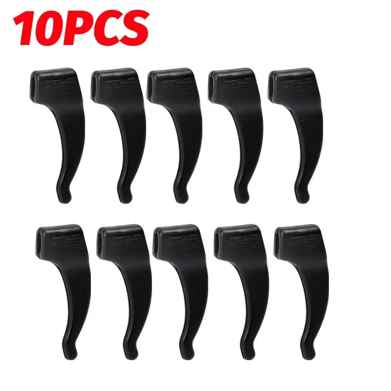 Ten black silicone anti-slip ear hooks for eyeglasses