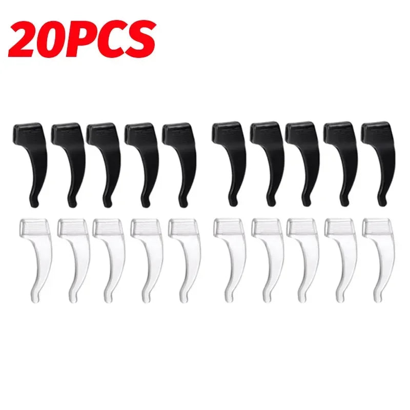 20 pieces of black silicone anti-slip ear hooks for eyeglasses