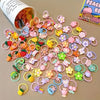 A collection of colorful decorative elastic hair bands and accessories for girls.
