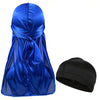 Bandana turbante de seda azul real para hombre, exhibido sobre fondo blanco.