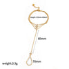 Gold plated stainless steel zircon ring bracelet with a chain and a dangling charm