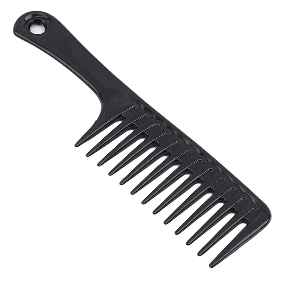 Black 4-in-1 wide tooth detangling hair comb set with a metal clip.