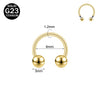 Gold-toned titanium nose ring with a curved hoop and two spherical balls.