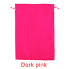 A bright pink satin wig storage bag with a drawstring closure.