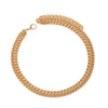 A gold plated minimalist Cuban link anklet for women shown against a white background.