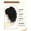 Extensiones de cabello negro rizado en coleta con pinza y cordón