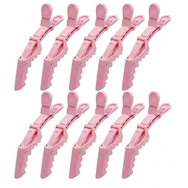 A set of pink professional multifunctional hair sectioning clips.