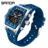 Blosse Herren-Chronographen-Armbanduhr mit silberfarbenem Metallarmband und Lederriemen.
