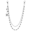 Silver double-layer waist chain accessory featuring a spider motif.