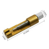 A brass precision metal watch strap adjuster tool with a threaded shaft and a ribbed tip.