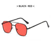 Black-red square sunglasses with a black metal frame and arms.