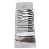 A set of vintage silver Y2K metal hair clips displayed on a white background.