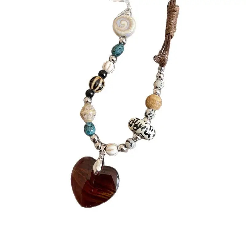 Bohemian Heart Beaded Pendant Necklace
