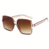 Fashion oversized gradient sunglasses with rose gold frames and tinted lenses