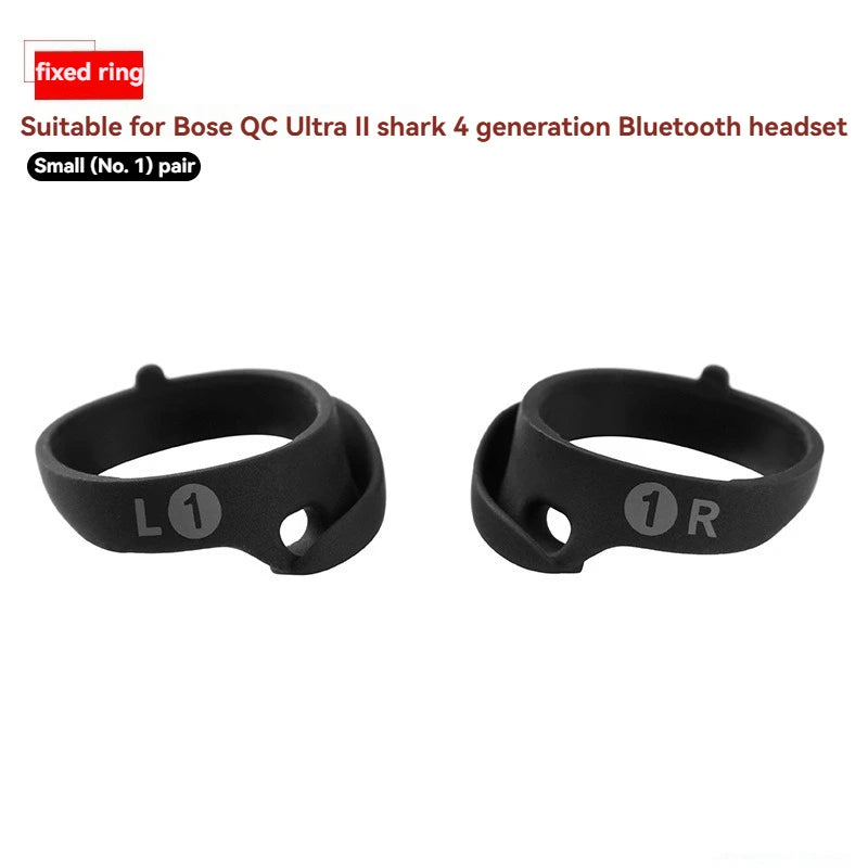 Black silicone fixed ring ear tips for Bose QC Ultra II shark 4 generation Bluetooth headset