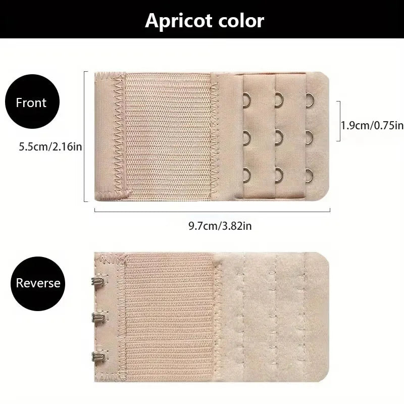 Front and reverse views of apricot color adjustable bra extender straps.