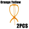 Soporte plegable portátil para peluca naranja y amarilla con dos piezas