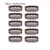 Ten pieces of dark coffee precision snap hair extensions for bangs