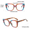 Ein Paar modische, oversized, quadratische Brillenframes mit mehrfarbigem Farbverlaufdesign.