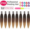 Set of eight 26-inch pre-stretched ombre braiding hair extensions in various shades